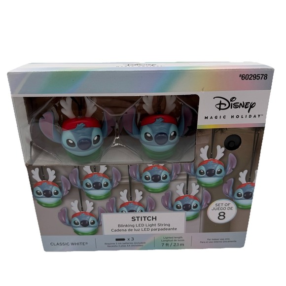 Disney Other - Disney Lilo & Stitch 8 Ct 7ft White LED Indoor Christmas String Lights Blinking